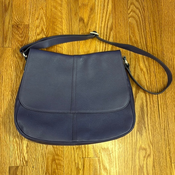 Audrey Talbott Handbags - Audrey Talbott Purple Pebbled Leather Messenger Bag